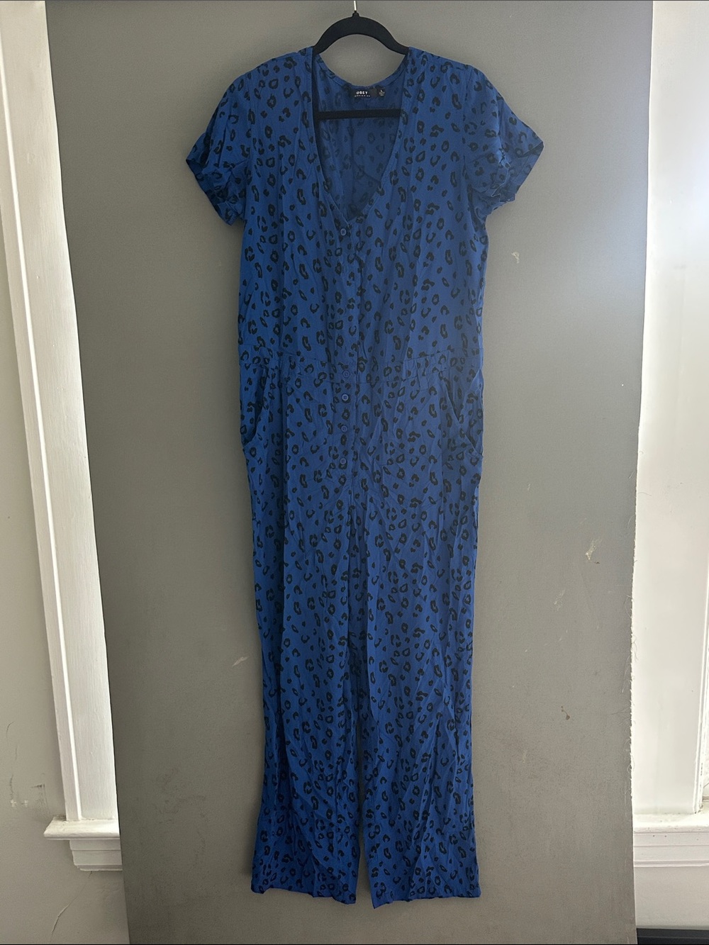 Obey Blue and Black Leopard-Print Maxi One-Size
